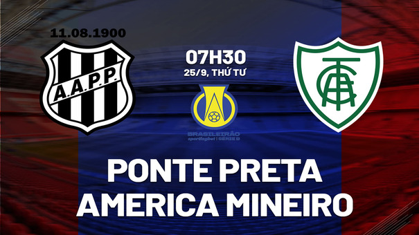 Nhận định Ponte Preta vs America Mineiro 7h30 ngày 25/9 (Hạng 2 Brazil 2024). Hãy đến F8BET cá cược bóng đá .